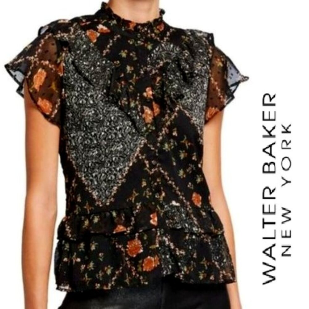 Walter Baker Ruffled Floral Blouse Top